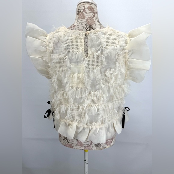 &MERCI Elegant Ivory Ruffle Blouse size L - Picture 7 of 15